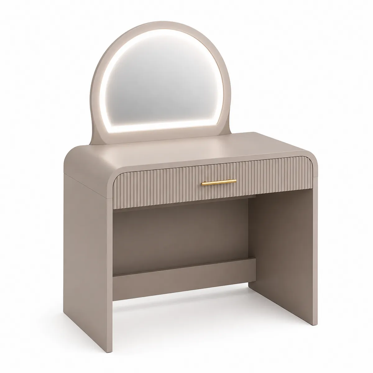 Coiffeuse Beige en MDF avec Miroir LED-Novvortex