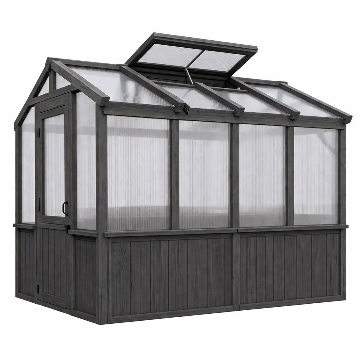 Serre de jardin en bois de pin et polycarbonate gris-Novvortex