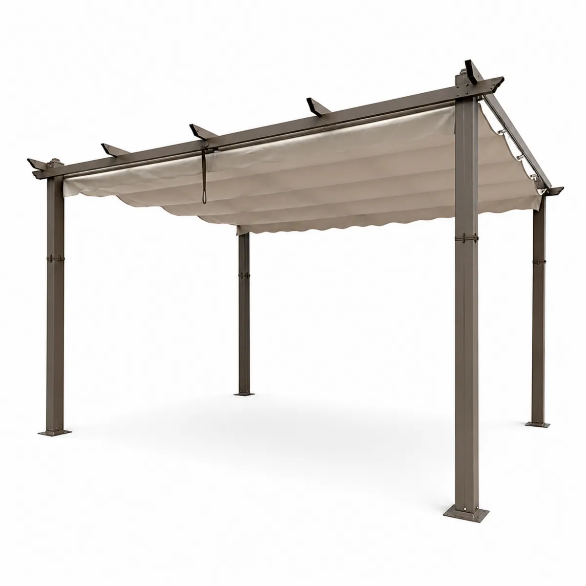 Pergola en aluminium avec toile en polyester beige 300x300 cm-Novvortex