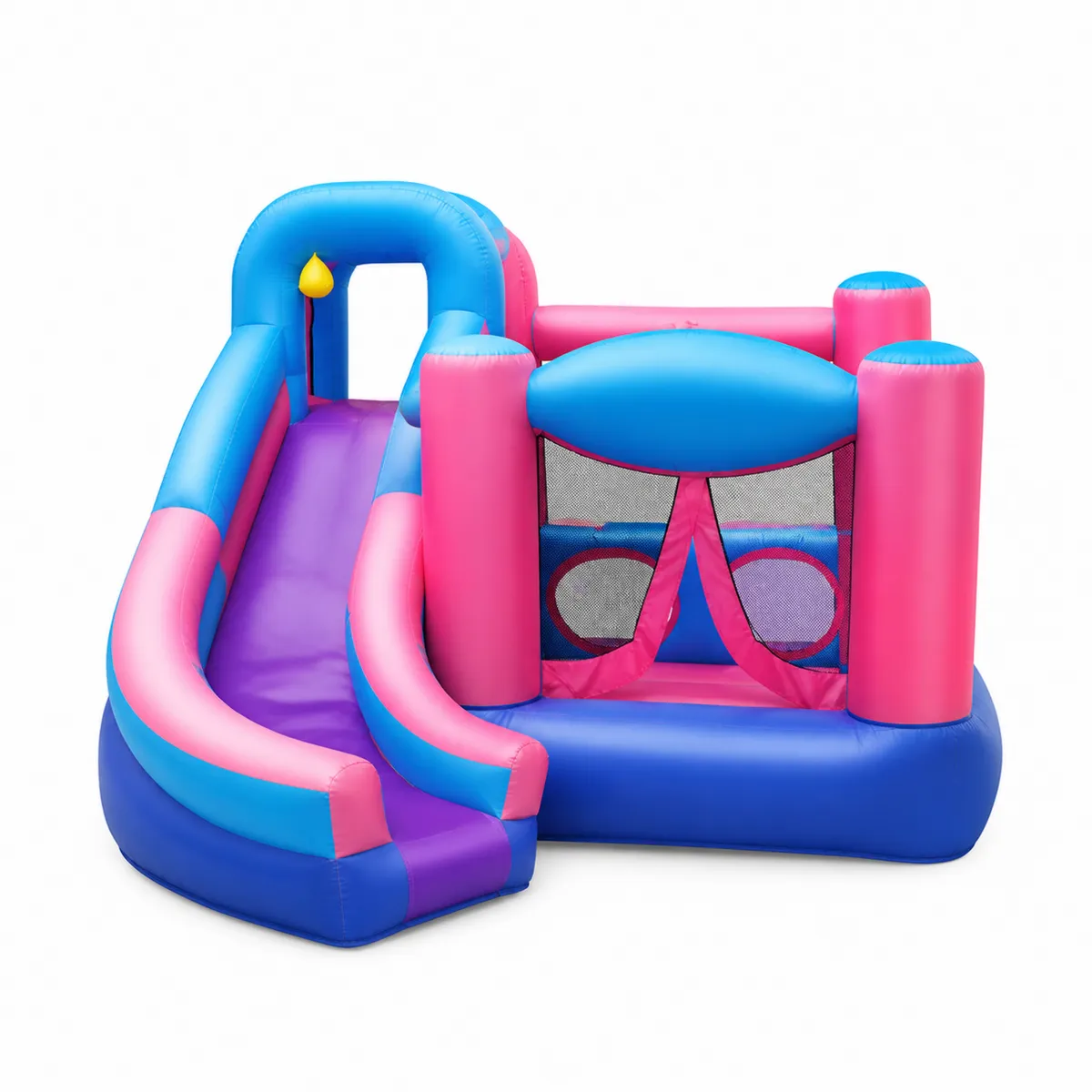 Château Gonflable avec Toboggan en PVC Bleu et Rose-Novvortex