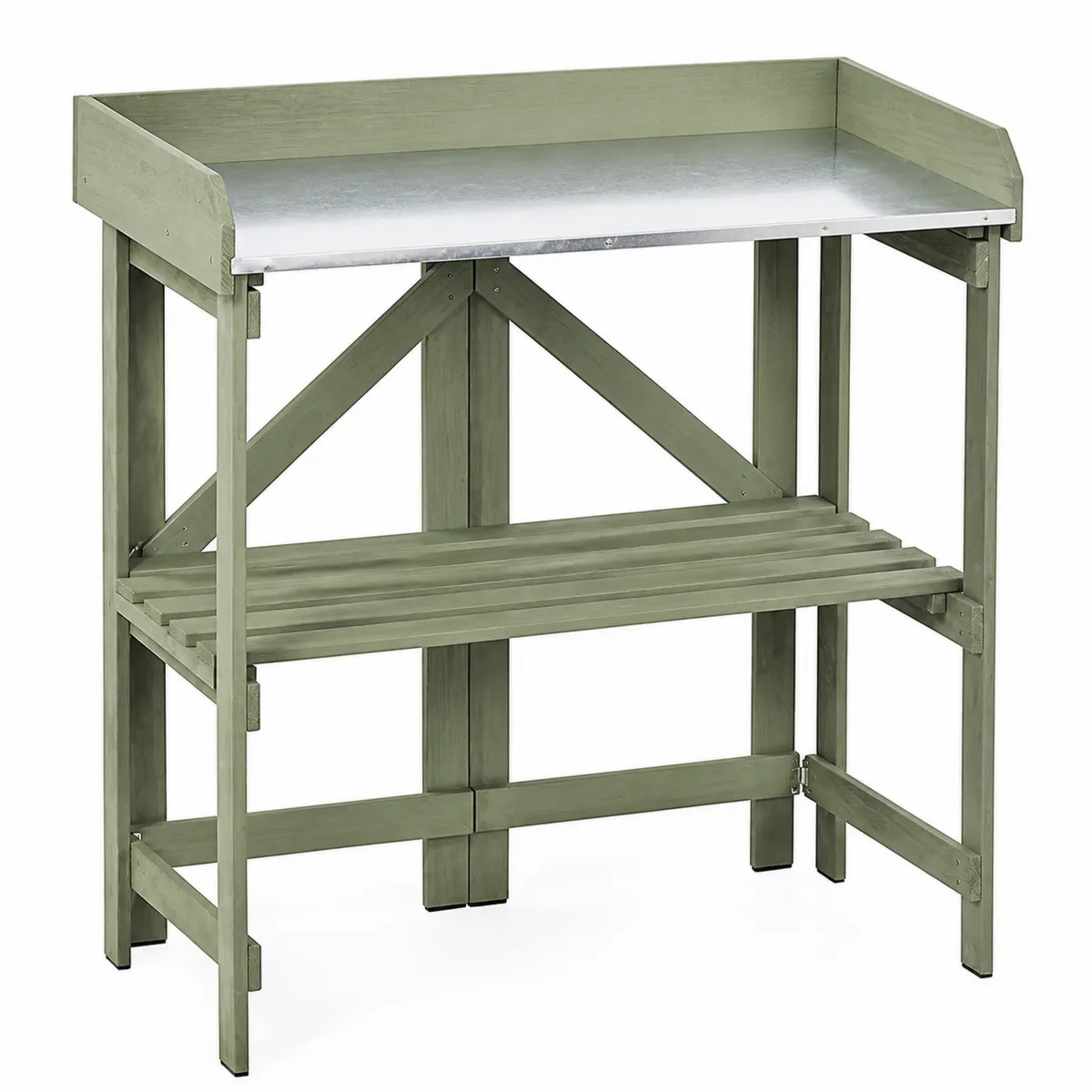 Table de culture en bois et acier galvanisé, 90x45x92 cm, Vert-Novvortex