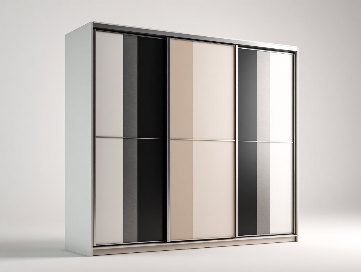 Armario madera 240x60x200 cm gris blanco moderno puertas correderas