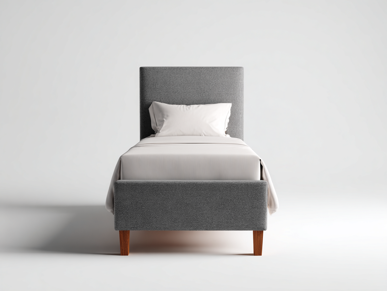 Camas individuales tapizada 200x100x105 cm gris con patas de madera diseño moderno para dormitorio