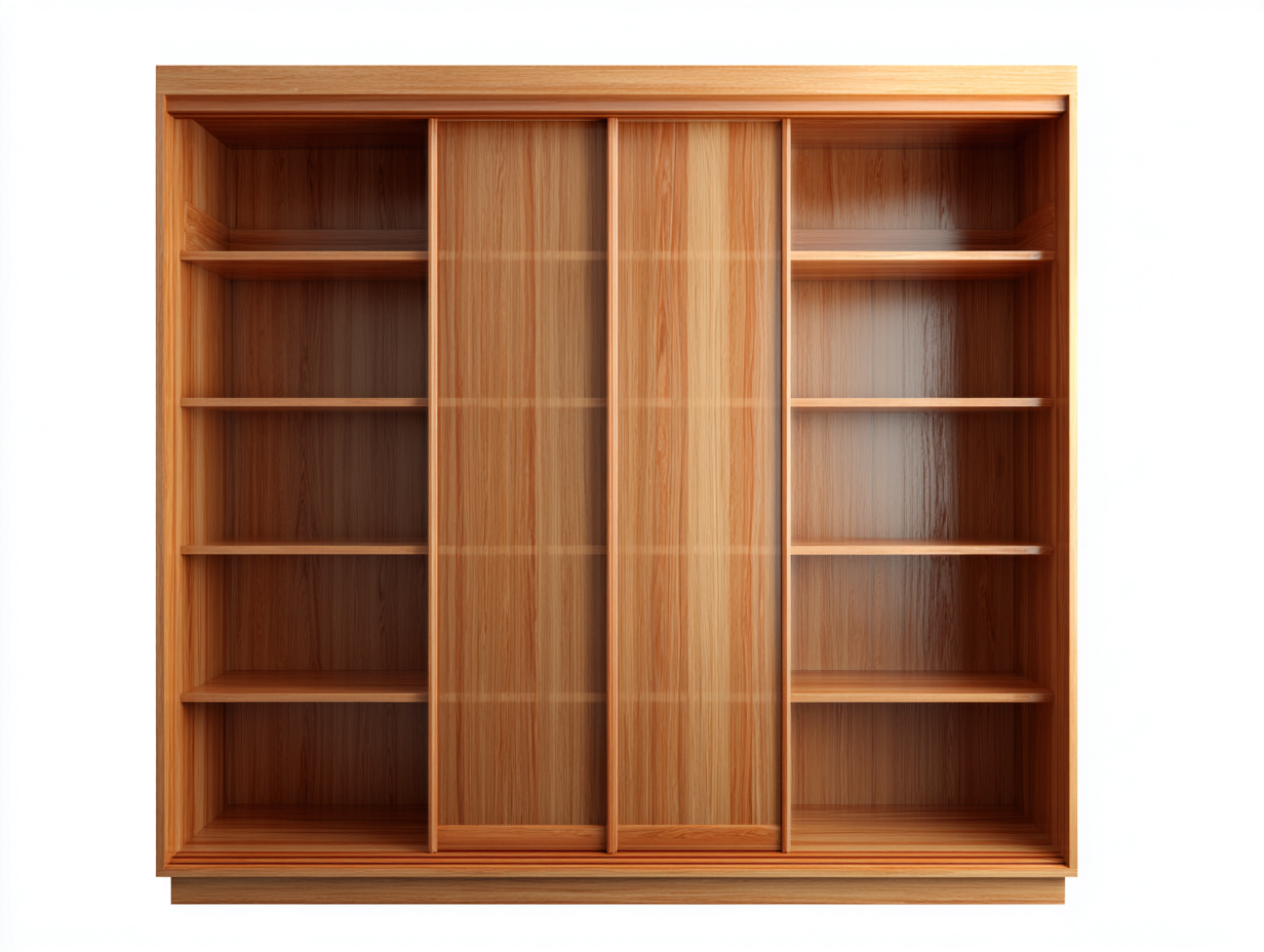 Armario con puertas correderas de madera 200x60x200 cm marrón claro diseño moderno para dormitorio