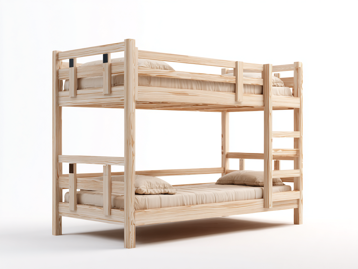 Literas de madera 200x100x170 cm madera natural con escalera diseño resistente para dormitorio