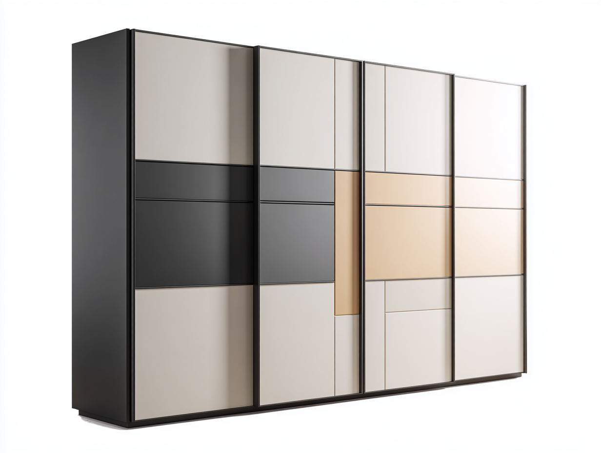 Armario con puertas correderas madera y vidrio 240x65x220 cm multicolor moderno diseño dormitorio