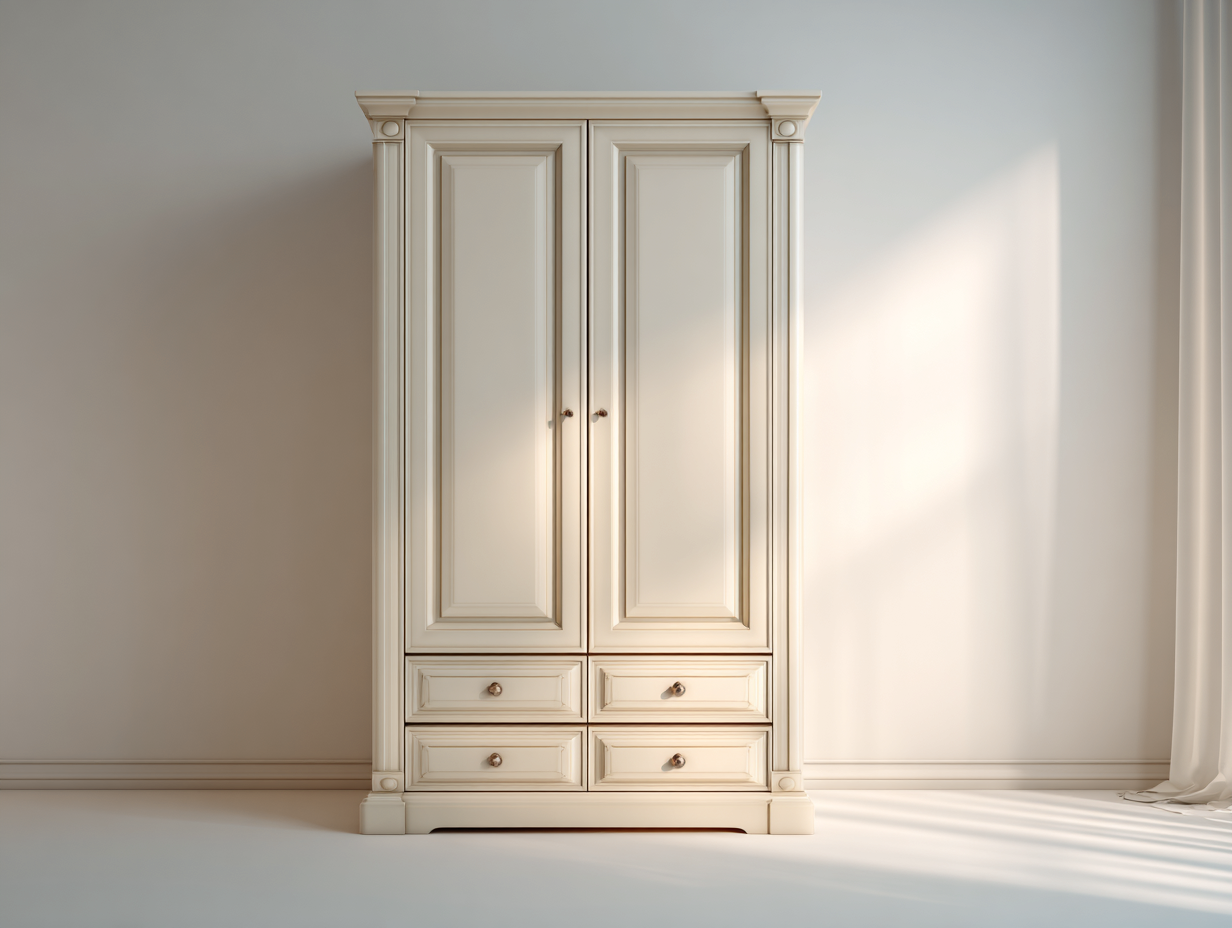 Armarios 2 puertas de madera 100x50x190 cm blanco con 4 cajones diseño clásico para dormitorio