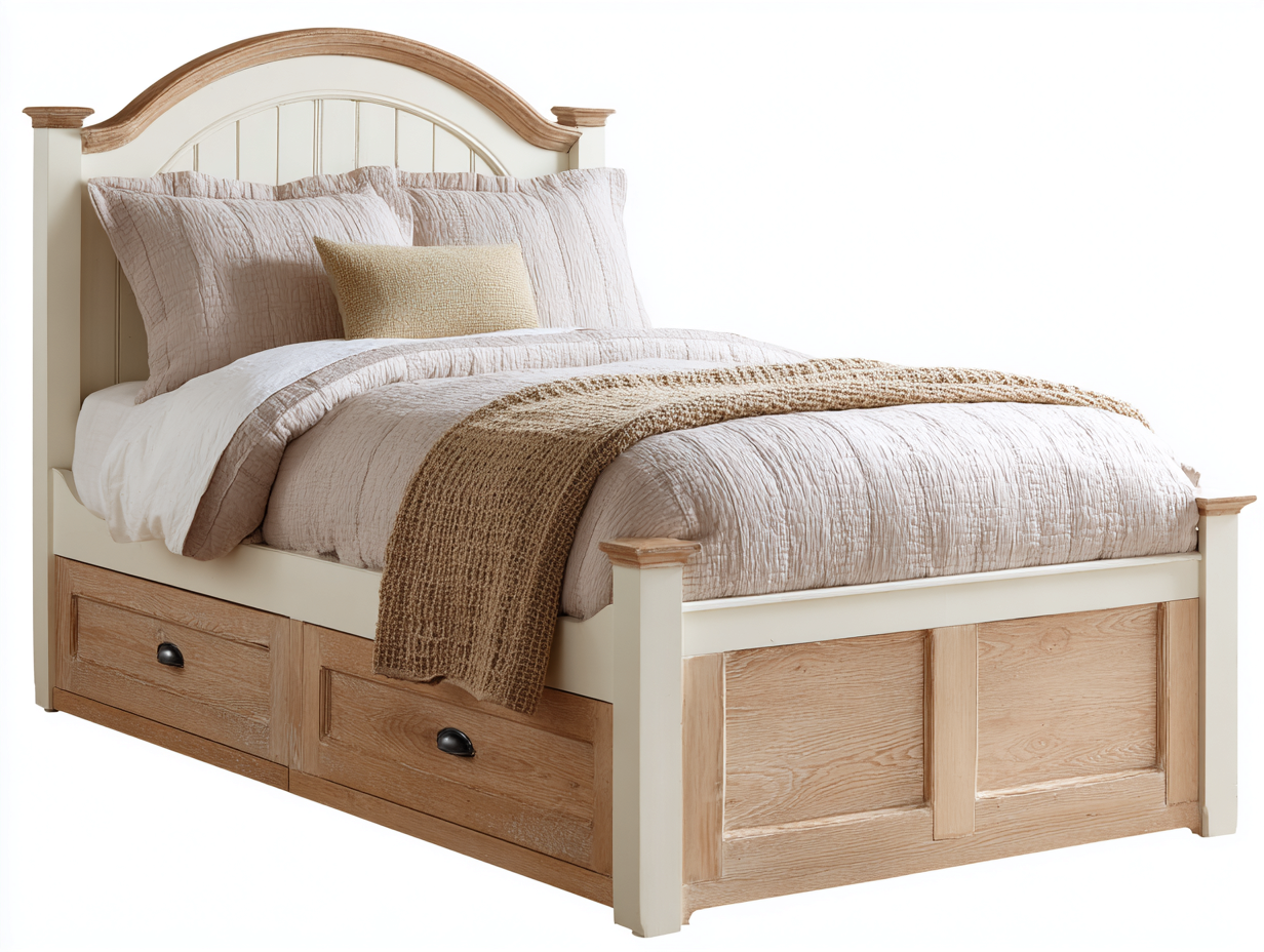 Camas individuales madera 200x100x110 cm blanco natural clásico almacenaje