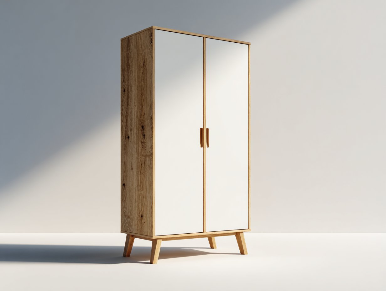 Armario 2 puertas de madera para dormitorio 100x55x180 cm - madera-blanco - diseño moderno