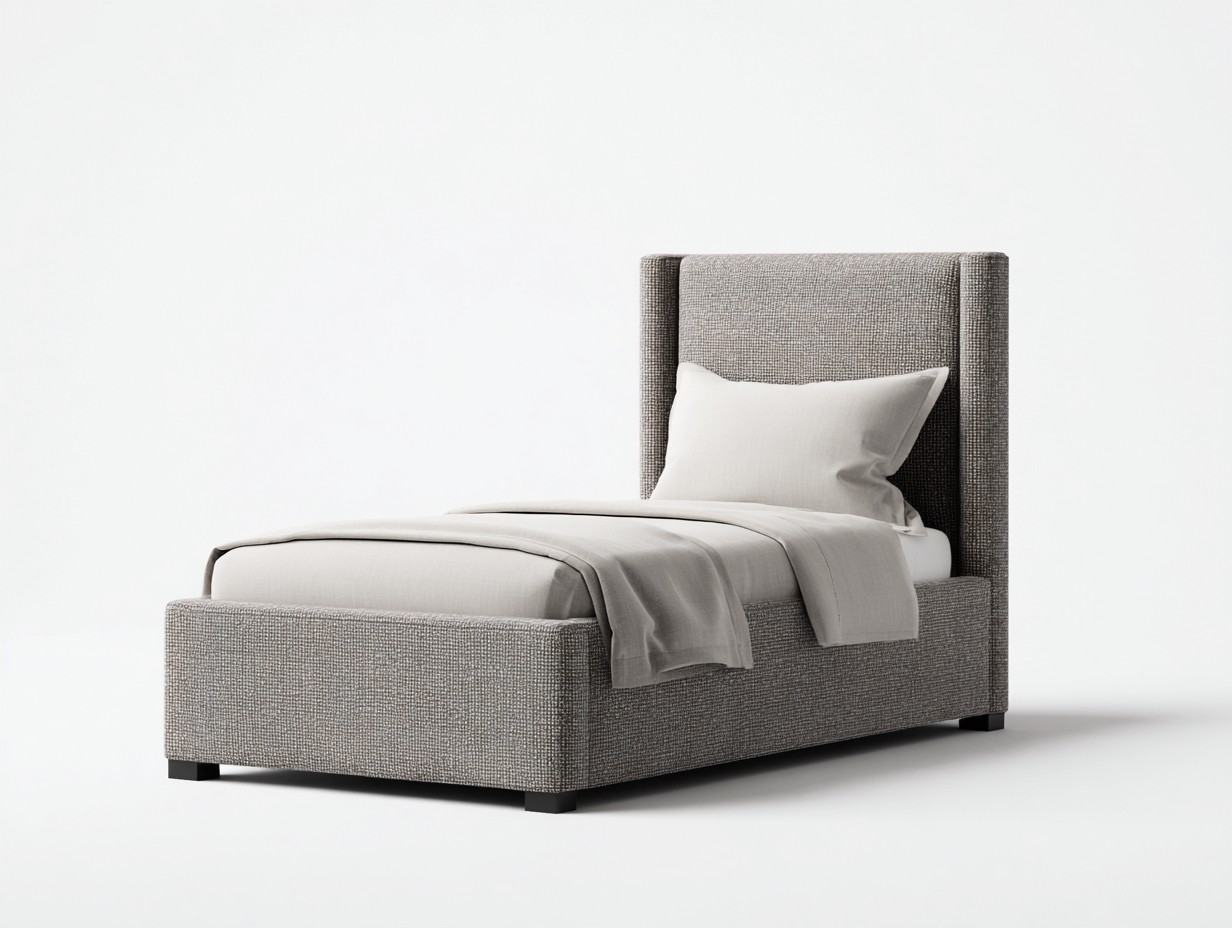Cama individual tapizada tela 200x100x100 cm - gris - diseño moderno para dormitorio