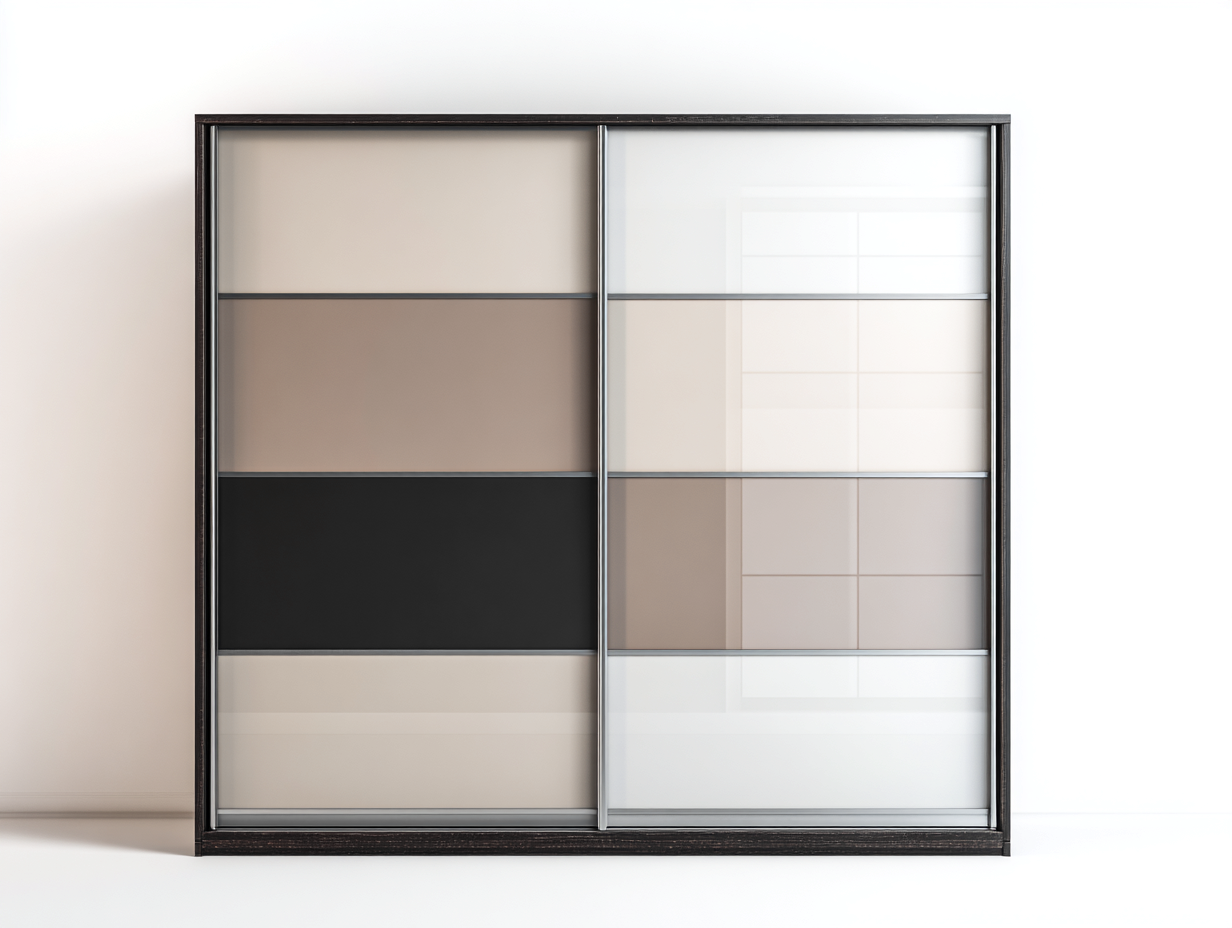 Armario con puertas correderas de madera y vidrio para dormitorio 200x60x200 cm - beige-blanco-negro - diseño moderno