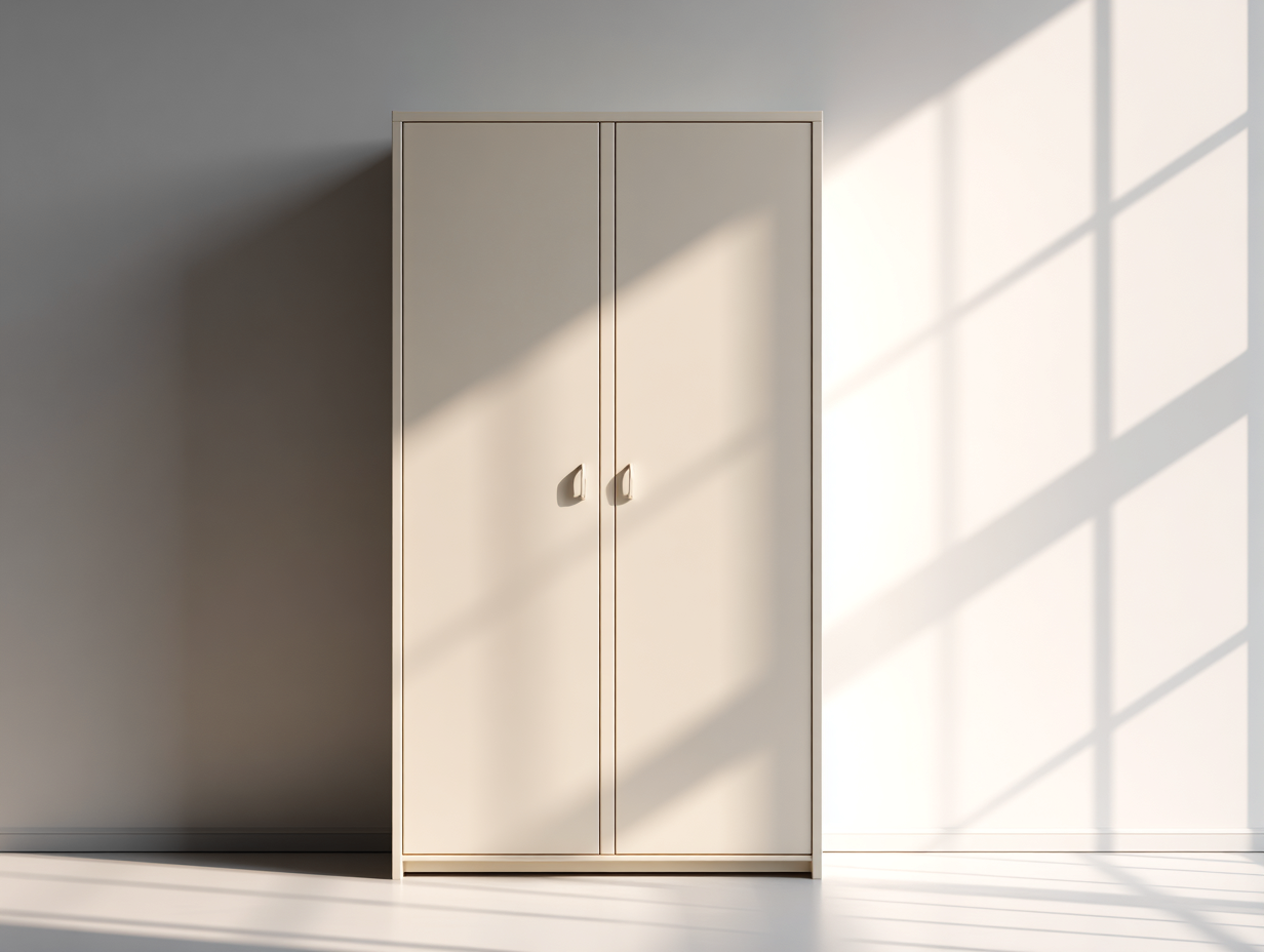 Armario 2 puertas madera 90x50x180 cm - beige - diseño moderno para dormitorio