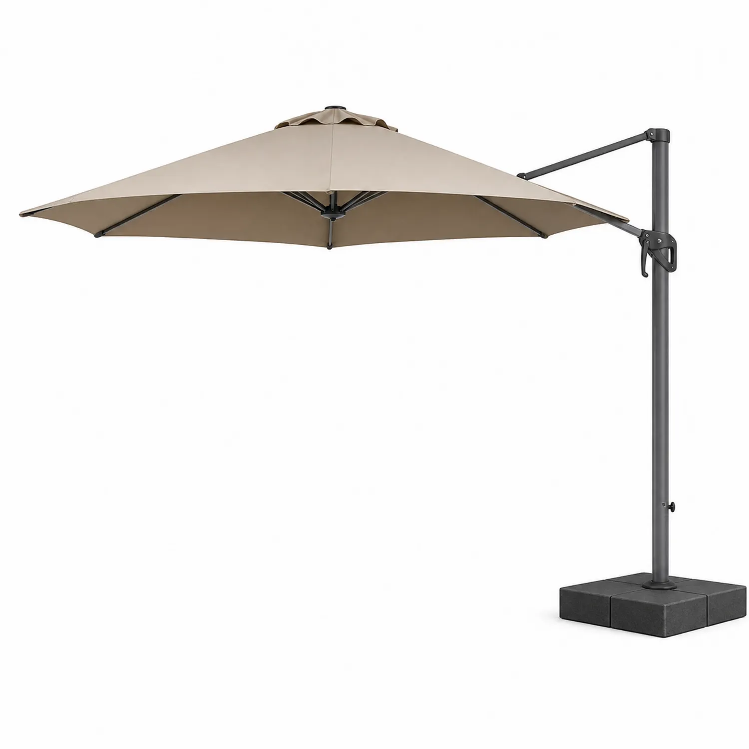 Sonnenschirm mit seitlichem Arm quadratisch 300x300cm Beige Polyester Aluminium-Lumriven