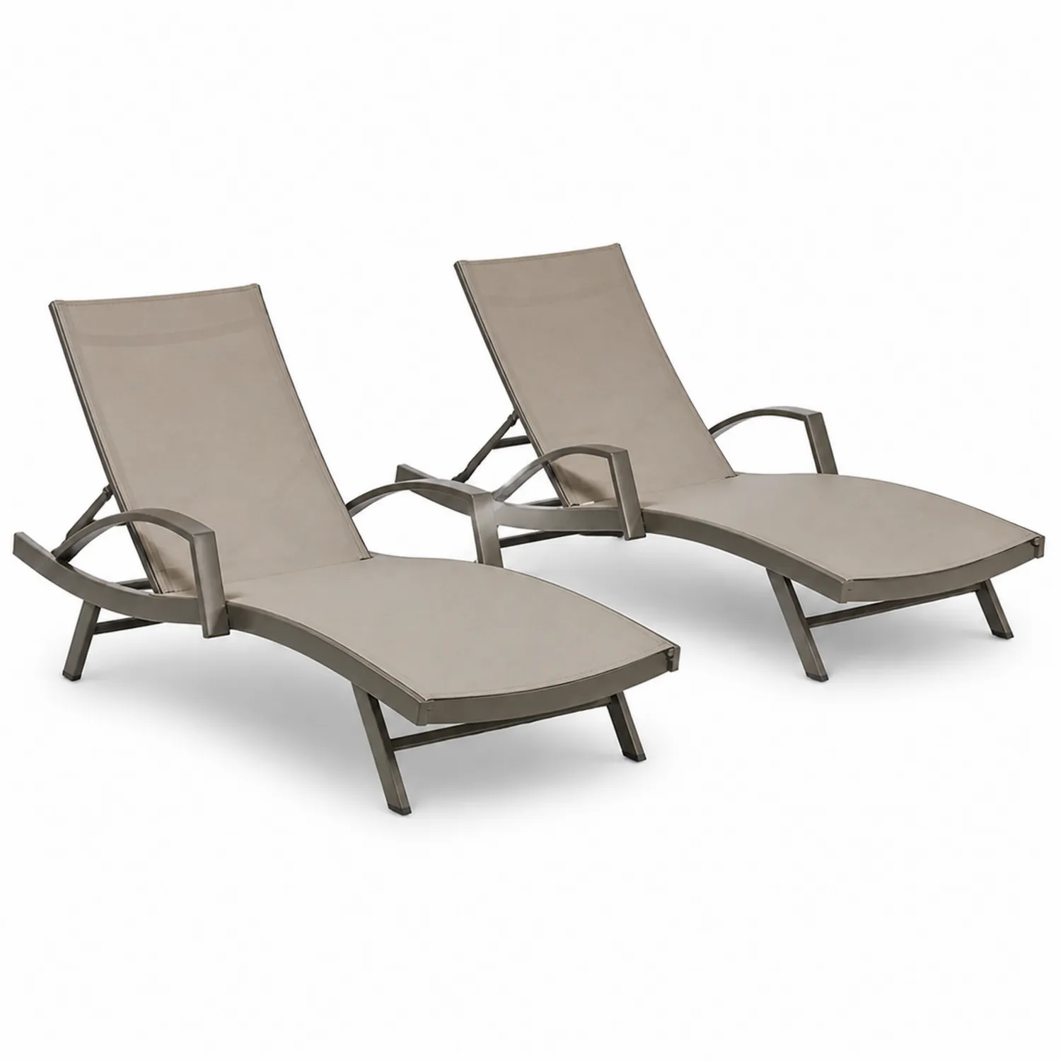 2er Set Sonnenliegen Aluminium mit Textilene Beige-Lumriven