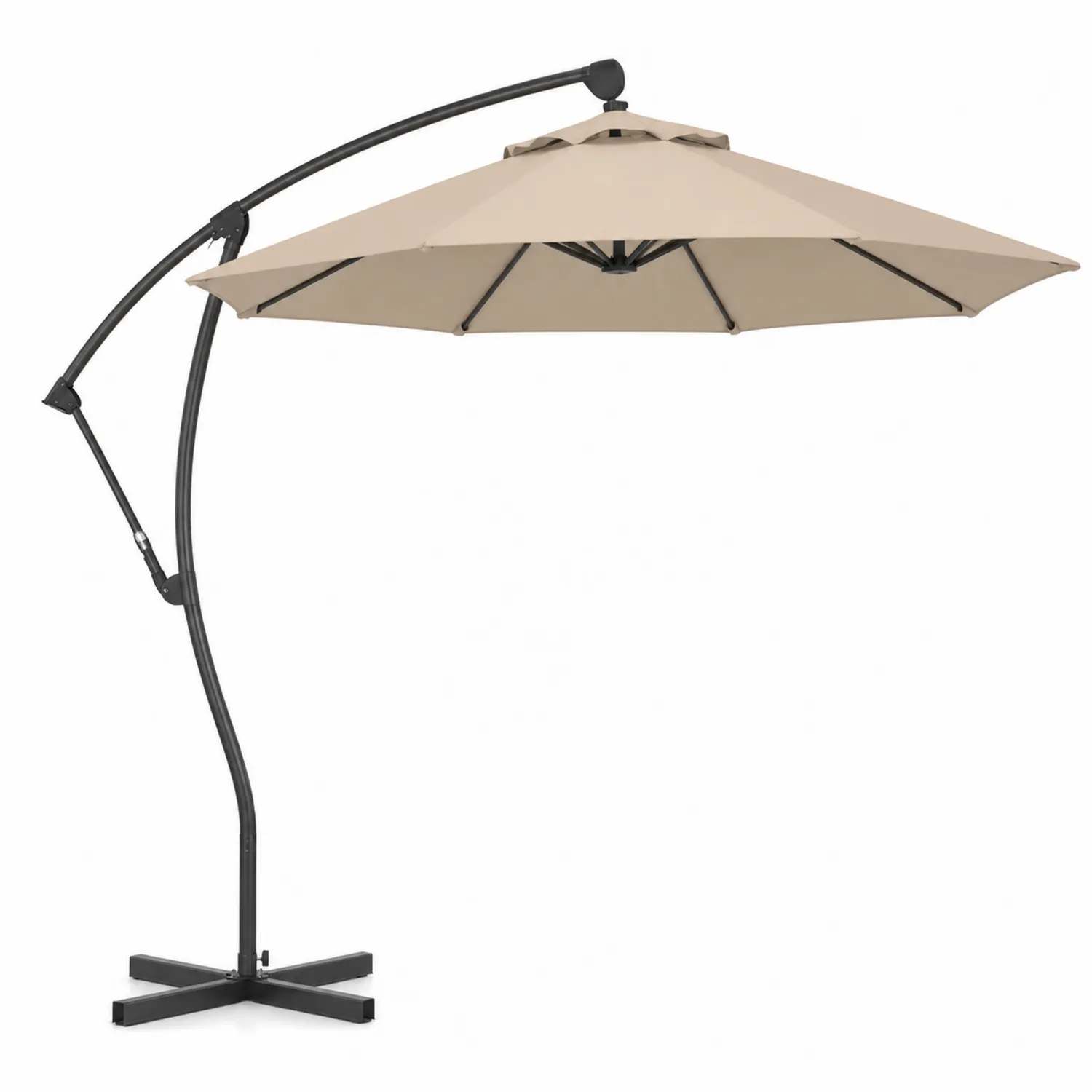 Gartenschirm Schwebend Ø 300 cm Beige Polyester Stahl-Lumriven