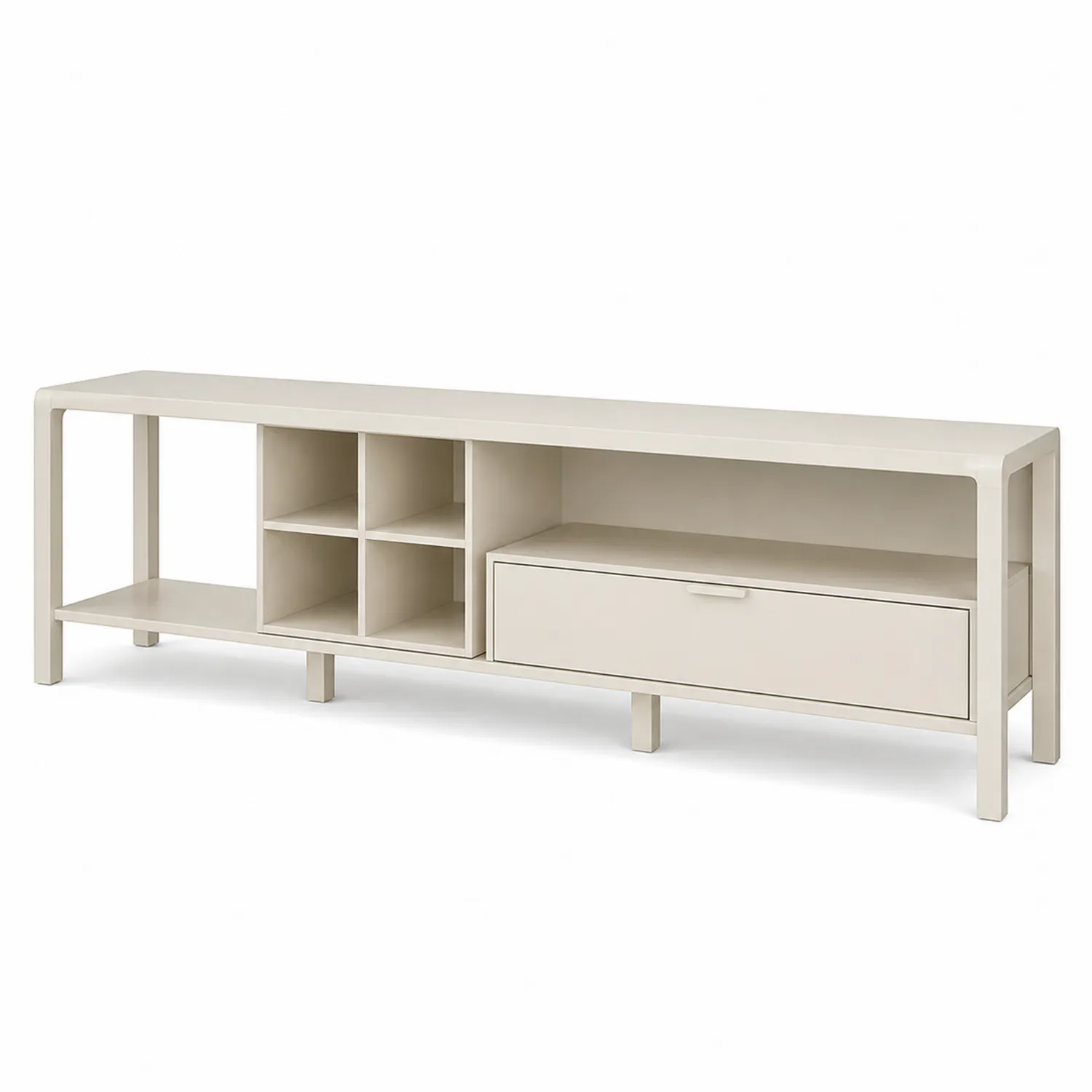 TV-Schrank aus MDF mit Schublade und Regalfächern Beige-Lumriven