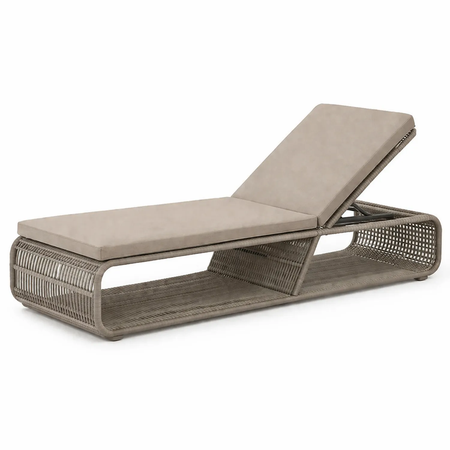 Gartenliege aus Stahl und Rattan Beige mit Polyesterpolster-Lumriven