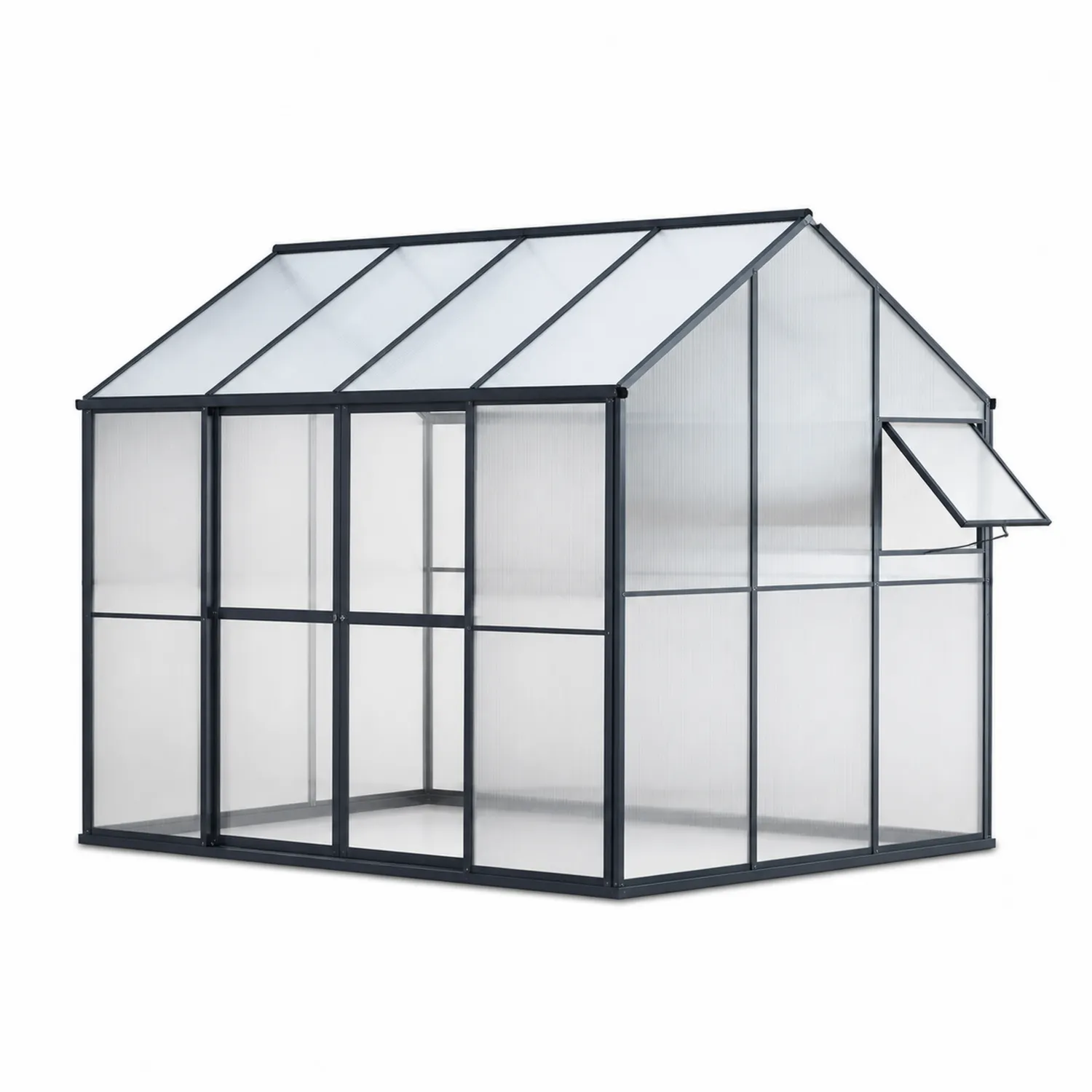 Aluminium-Gewächshaus mit Polycarbonatplatten 190x250x195 cm-Lumriven