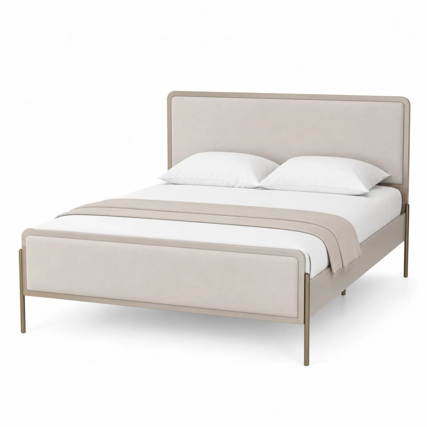 Doppelbett mit Metallrahmen und Polyesterbezug Beige 200x160 cm-Lumriven