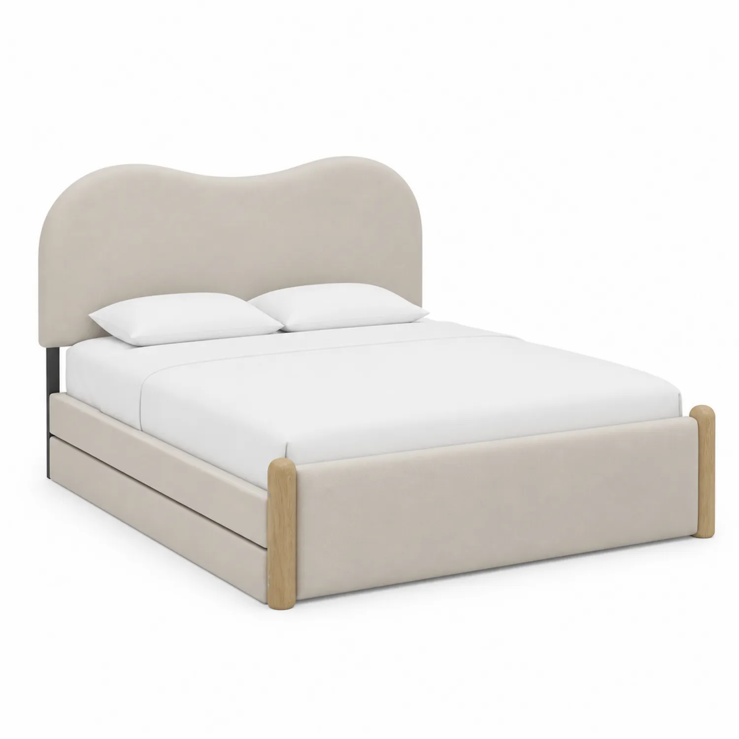 Doppelbett Eiche Holz Polyester Beige 200x160 cm-Lumriven