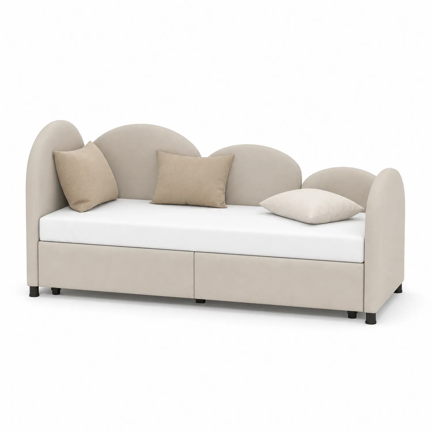 Stoff-Tagesbett mit Aufbewahrung und Kissen Beige-Lumriven