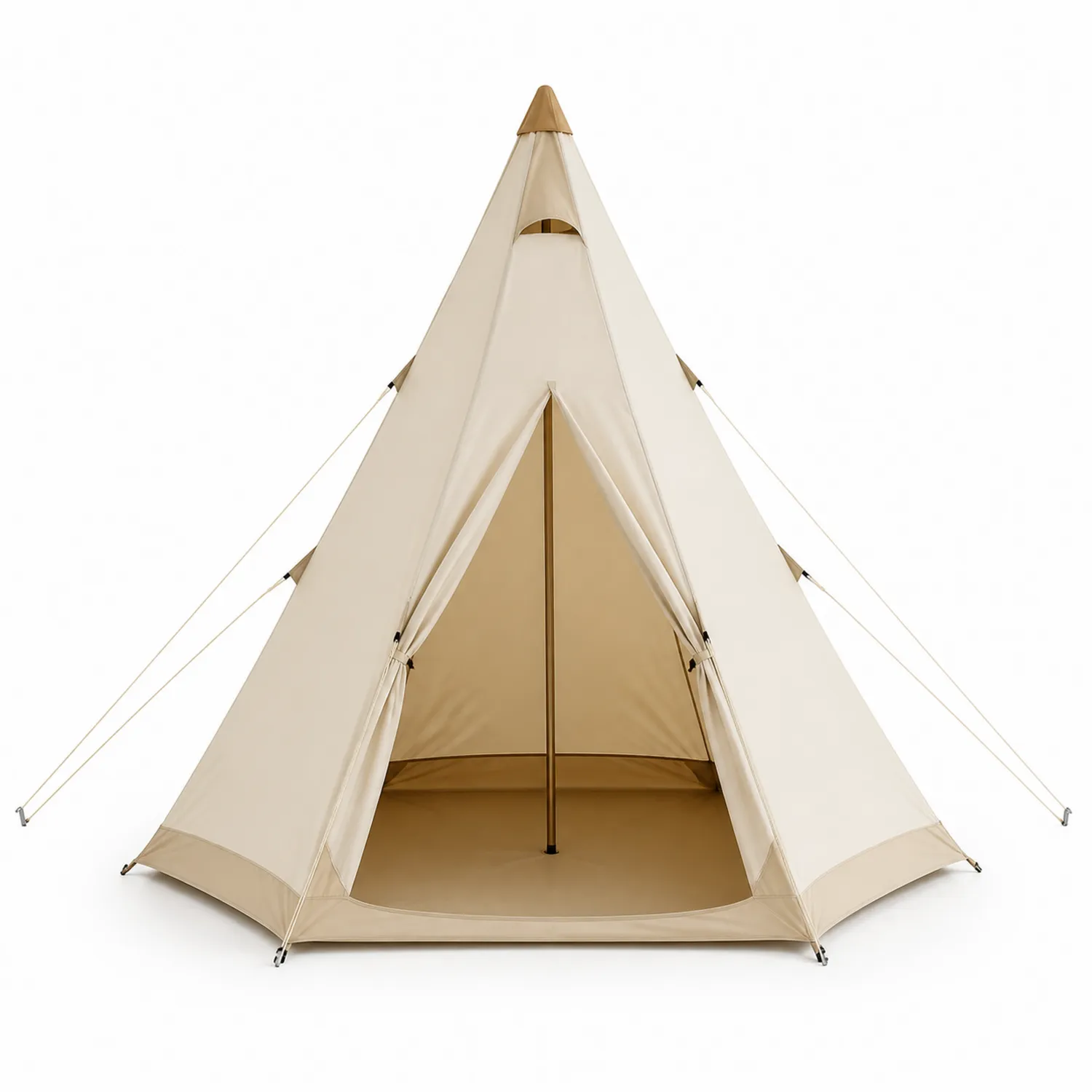 Tipi-Zelt Pyramidenform 4-Personen Sandfarbe Segeltuch 300 cm-Lumriven