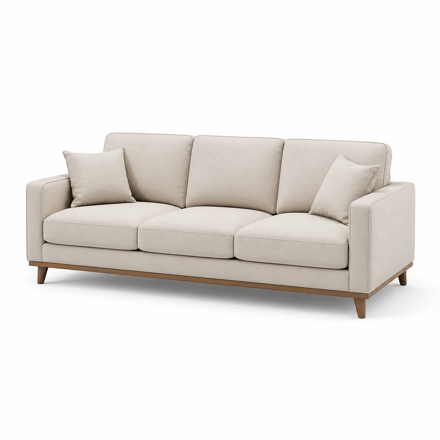 3-Sitzer Sofa Beige Stoff Holz-Lumriven