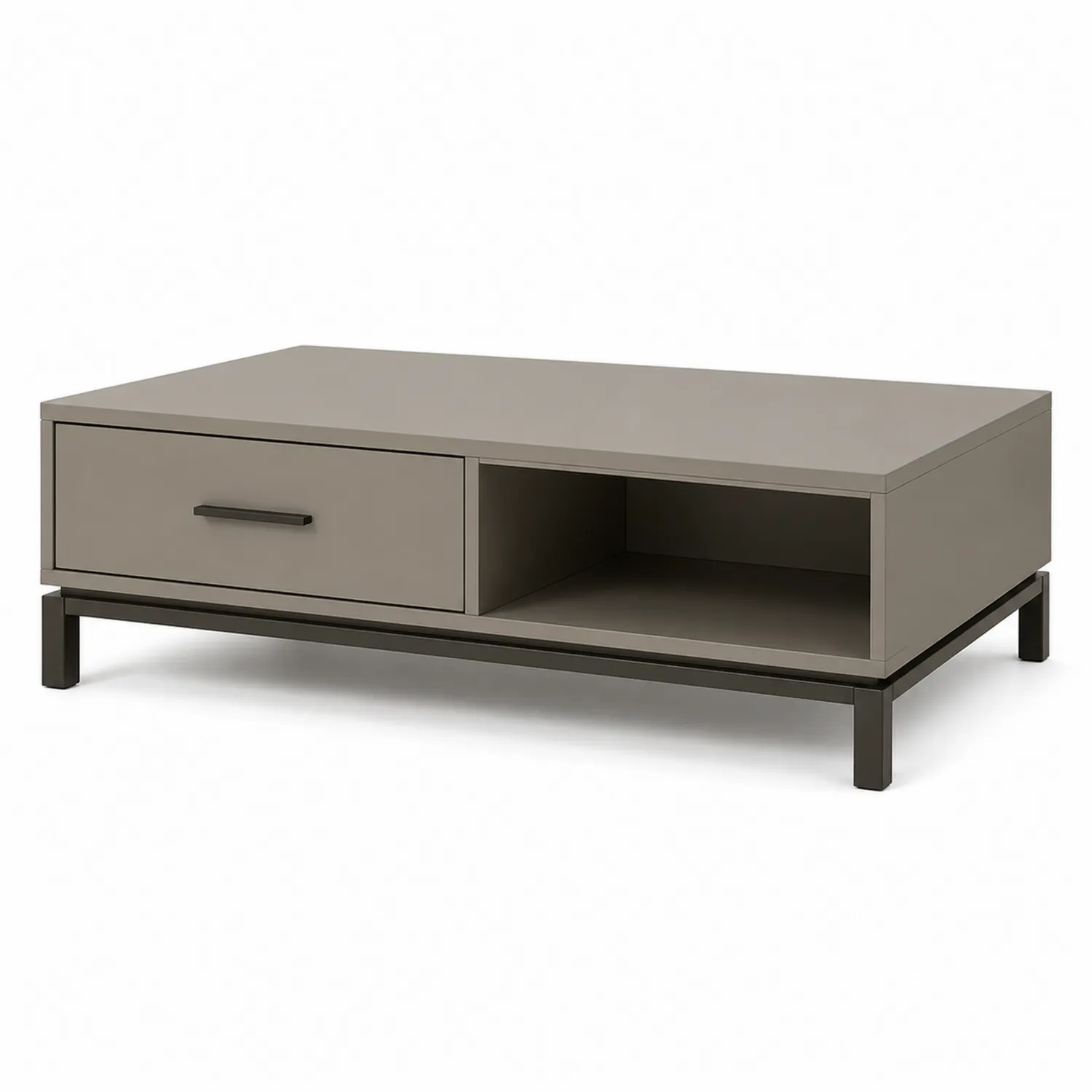 Rechteckiger Couchtisch mit Schublade und Fach 120x60x40cm Grau Holz Metall-Lumriven