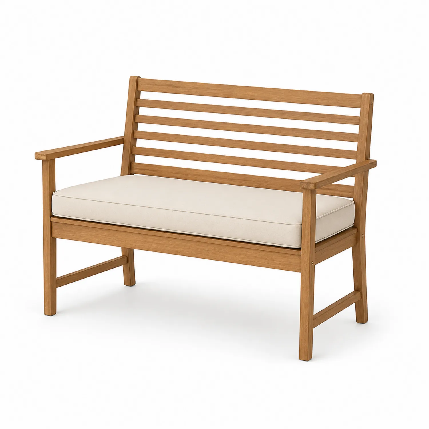 Gartenbank Holz mit Polyesterkissen Beige 120 cm-Lumriven