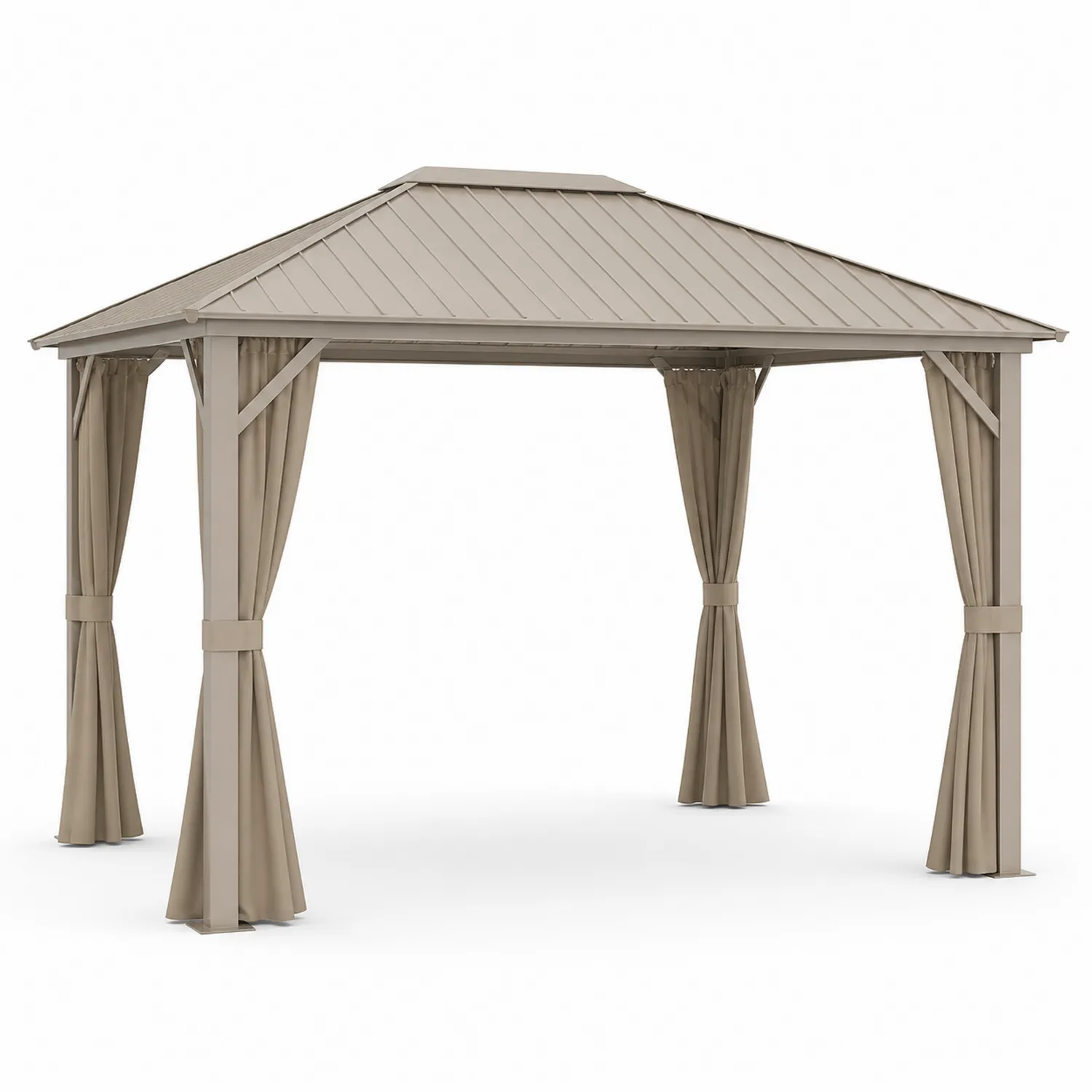 Pavillon aus Aluminium 300x400 cm Beige mit Polyester Vorhang-Lumriven