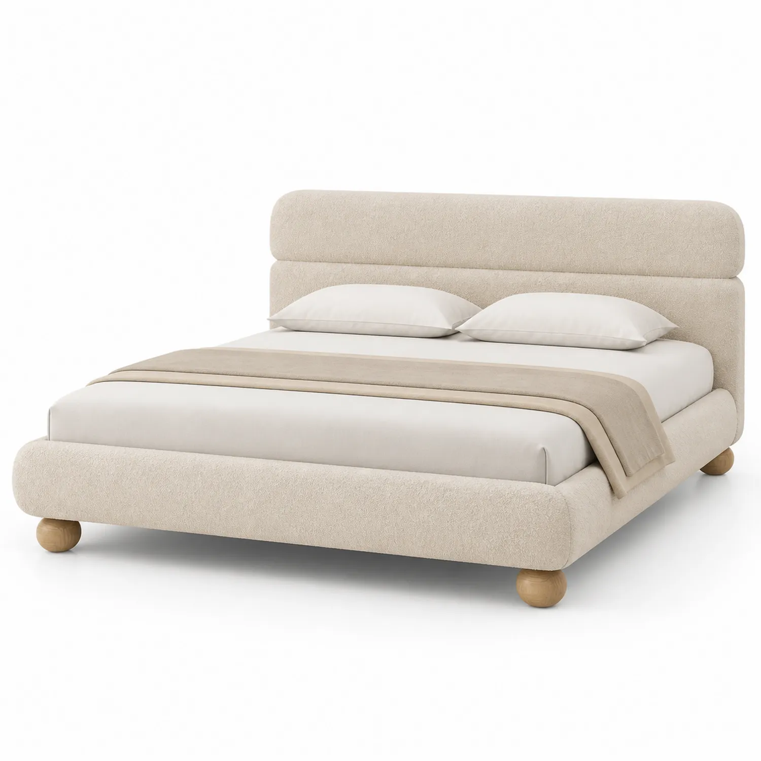 Doppelbett Polsterbett 200x180 cm Textil Beige-Lumriven