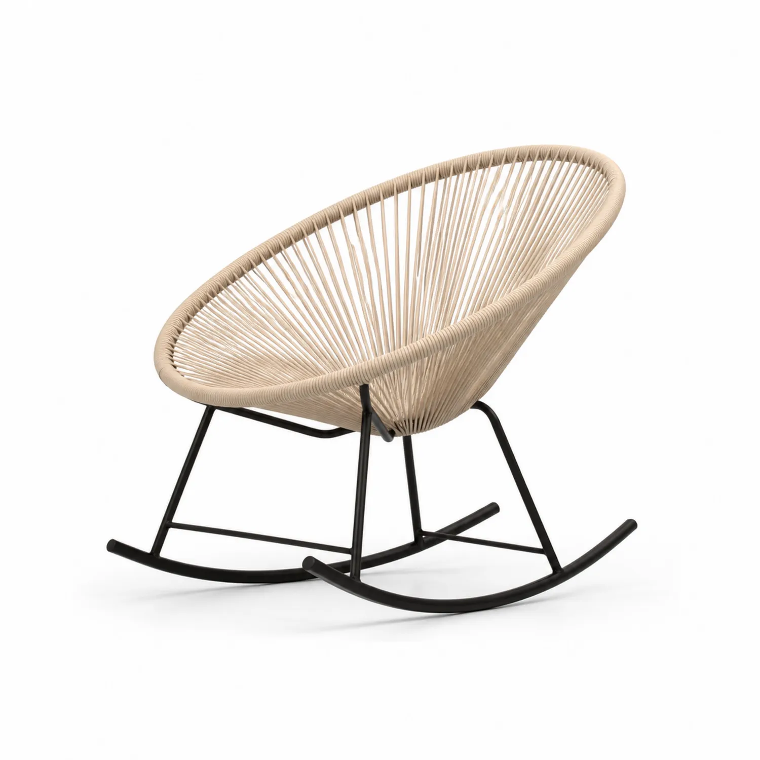 Schaukelsessel aus Kunststoffseilgeflecht mit Metallrahmen Beige-Lumriven