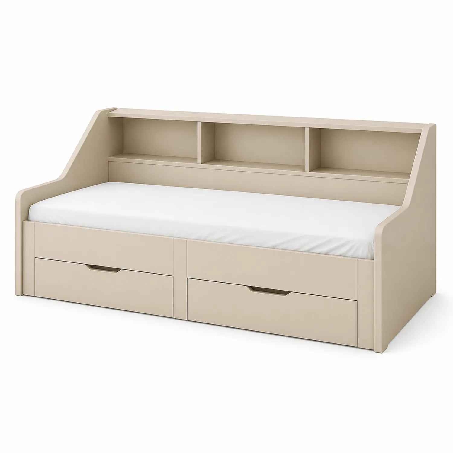 Holz Tagesbett mit Regal und Schubladen 200x90 cm Beige-Lumriven