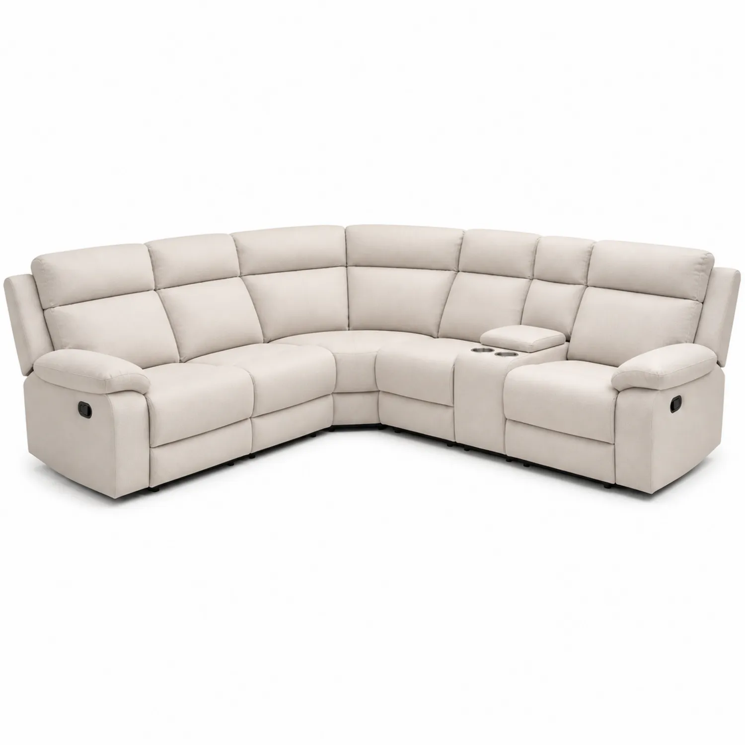 Ecksofa 6-Sitzer mit Liegefunktion und Getränkehalter Mikrofaser Beige-Lumriven