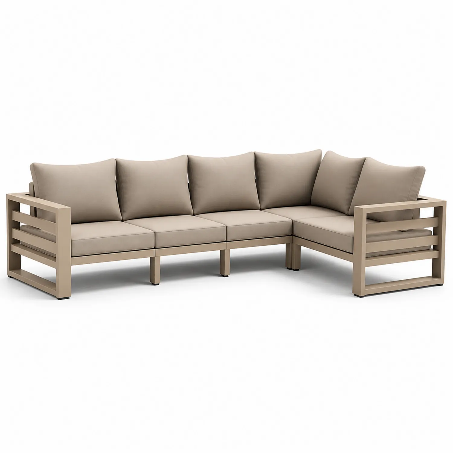 Ecksofa-Set Aluminium Braun mit Polyester Kissen-Lumriven