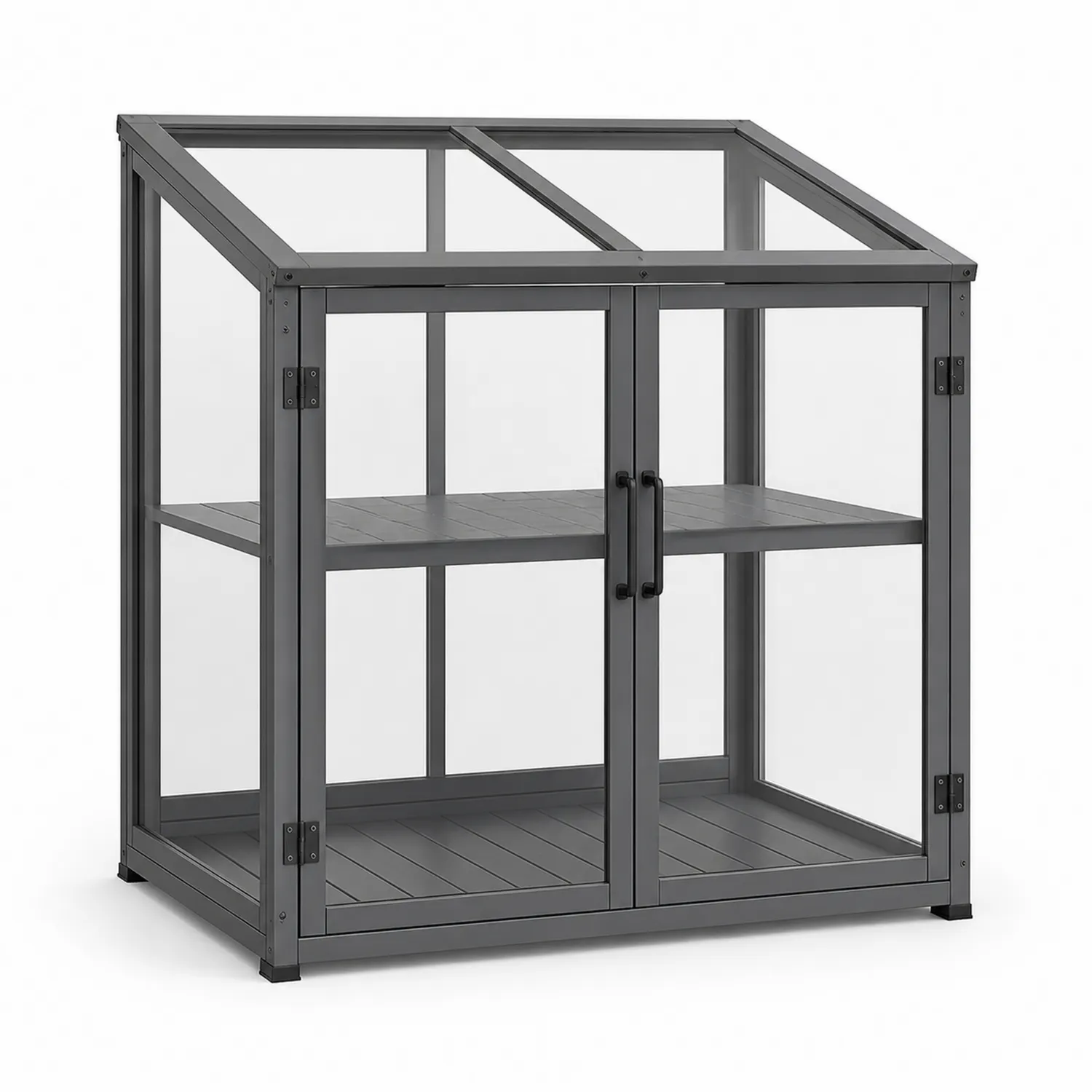 Aluminium-Gewächshaus mit Polycarbonat-Doppeltür Grau-Lumriven