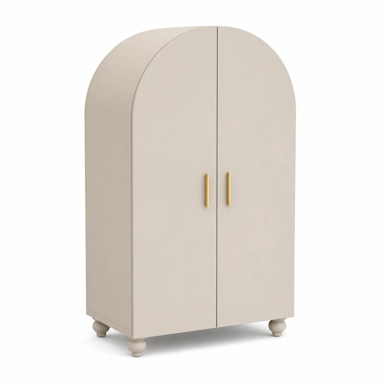 Gewölbter Kleiderschrank aus Holz mit Metallgriffen, 200 cm x 100 cm x 50 cm, Beige-Lumriven