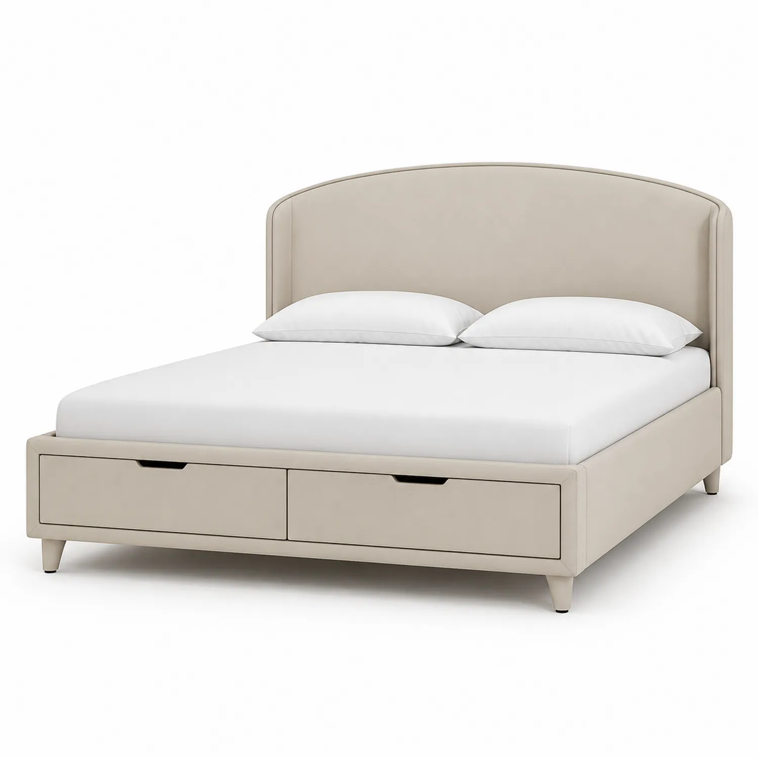 Bett mit Schubladen Beige Kunstleder 180x200 cm-Lumriven