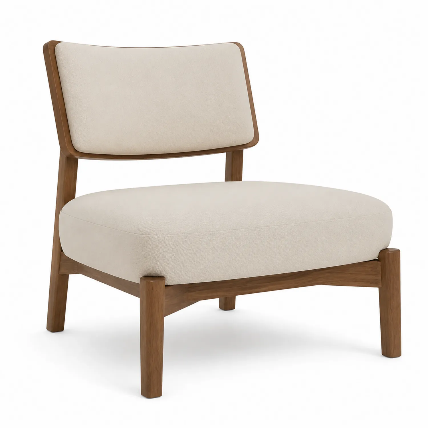 Eichenholzstuhl mit Polyesterbezug, Beige-Lumriven
