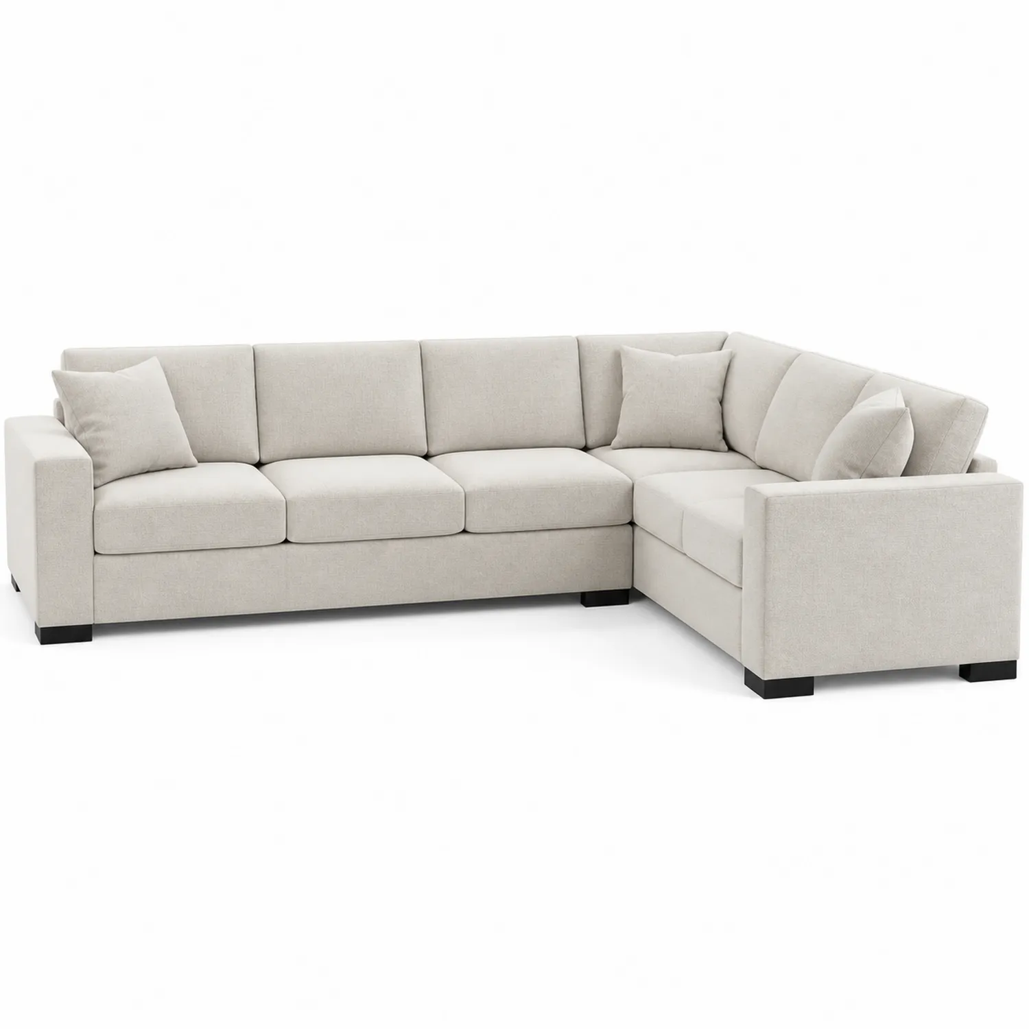 Ecksofa L-Form 300x225 cm Holzrahmen Baumwolle Creme-Lumriven