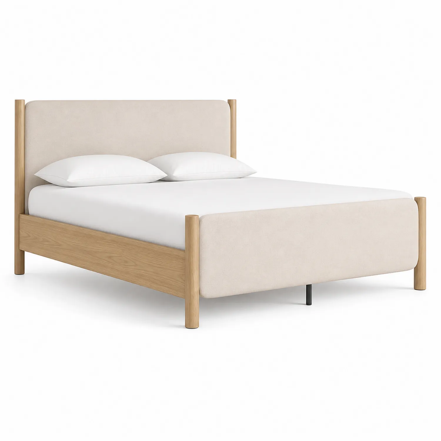 Holzbett mit Mikrofaser Beige 200x160 cm-Lumriven