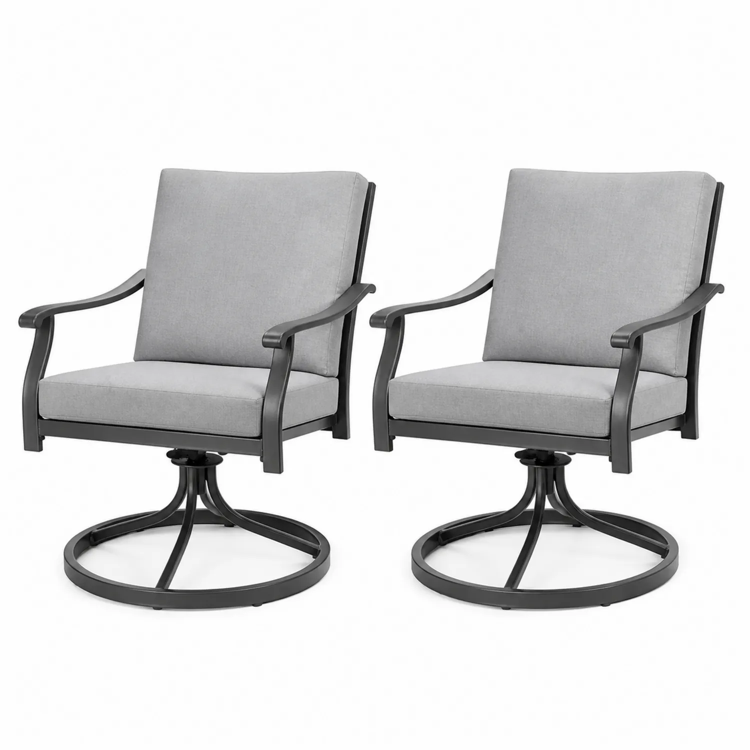 2-teiliges Metallsessel-Set mit Stoffkissen, Grau-Lumriven