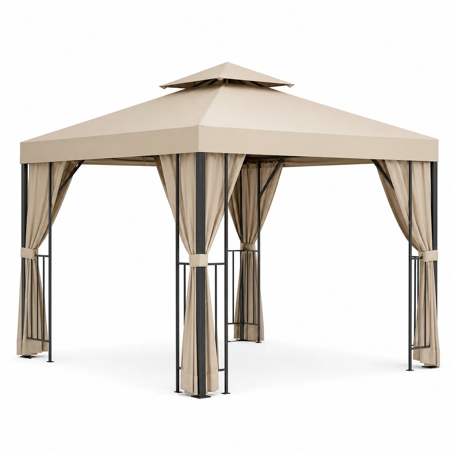 Pavillon 3x3m Beige mit Stahlgestell und Polyesterdach-Lumriven