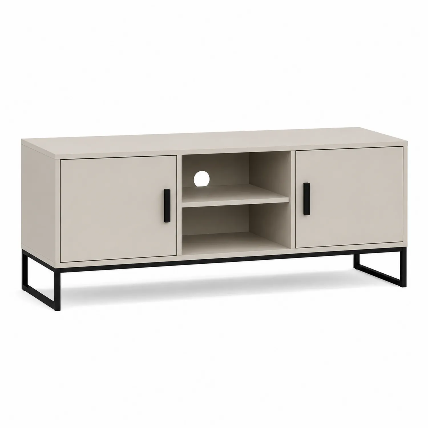 Holzwerkstoff TV-Schrank mit Metallrahmen, 120x40x50cm, Beige-Lumriven