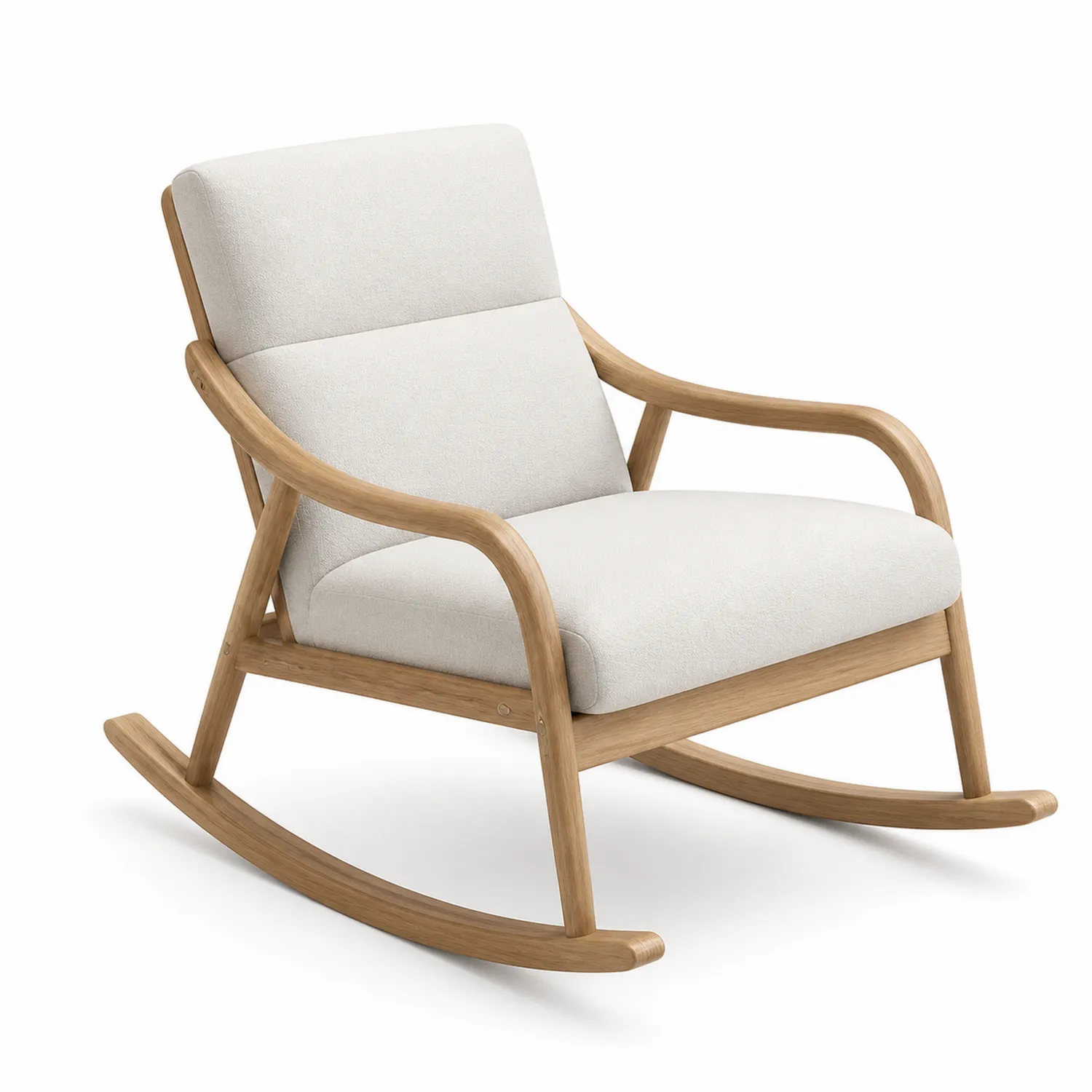 Schaukelstuhl Eiche mit Polyesterbezug Beige 75x85x100cm-Lumriven
