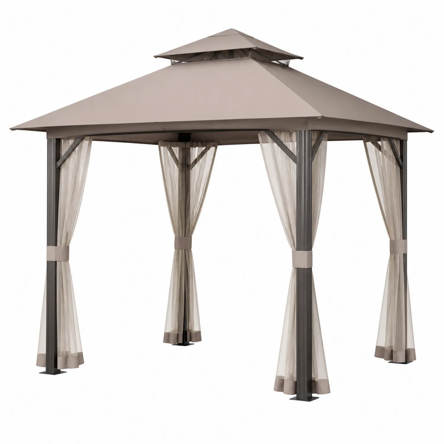 Gartenpavillon 300x300cm Aluminium Polyester Beige-Lumriven