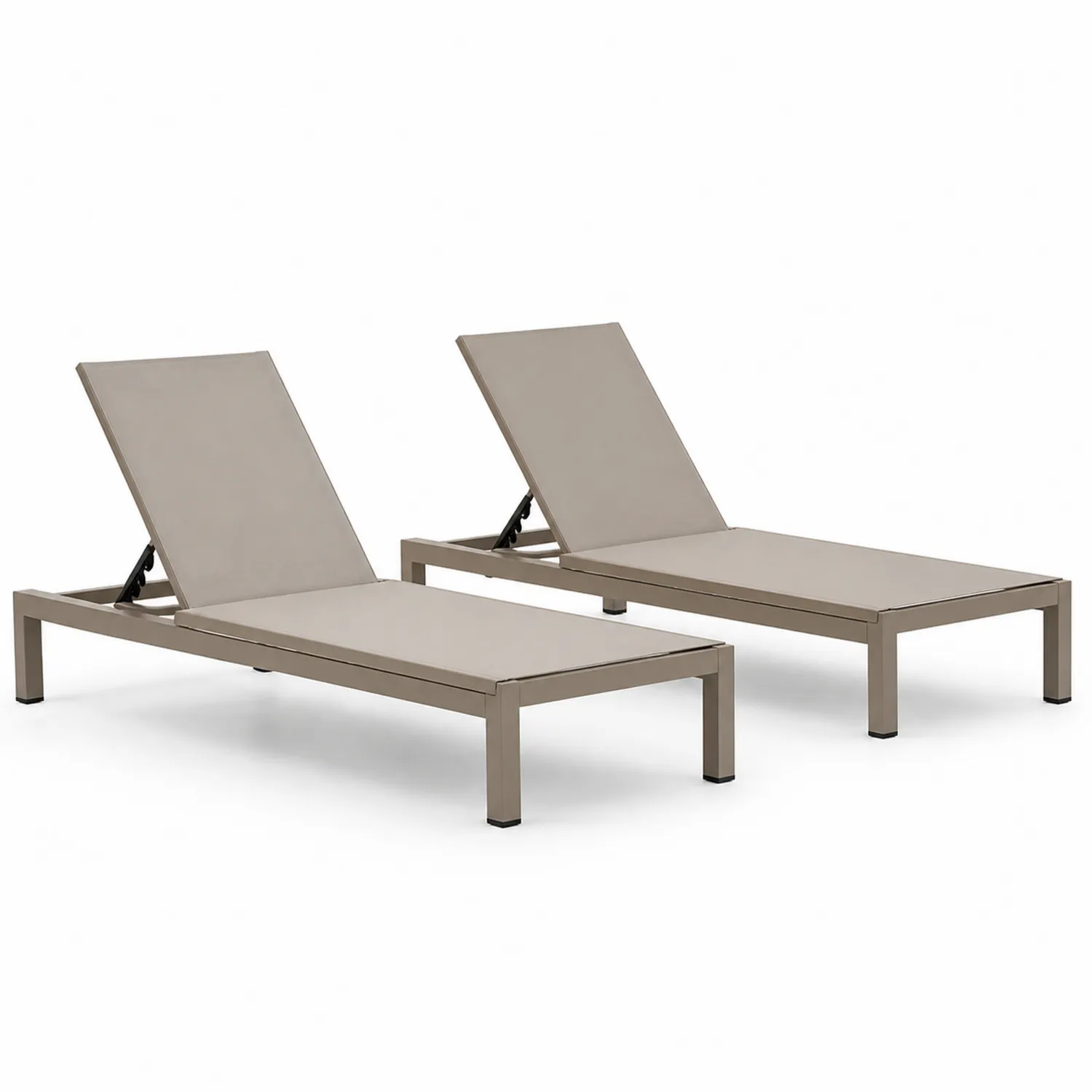 2-teiliges Set Aluminium Liegestühle Textilene Beige-Lumriven