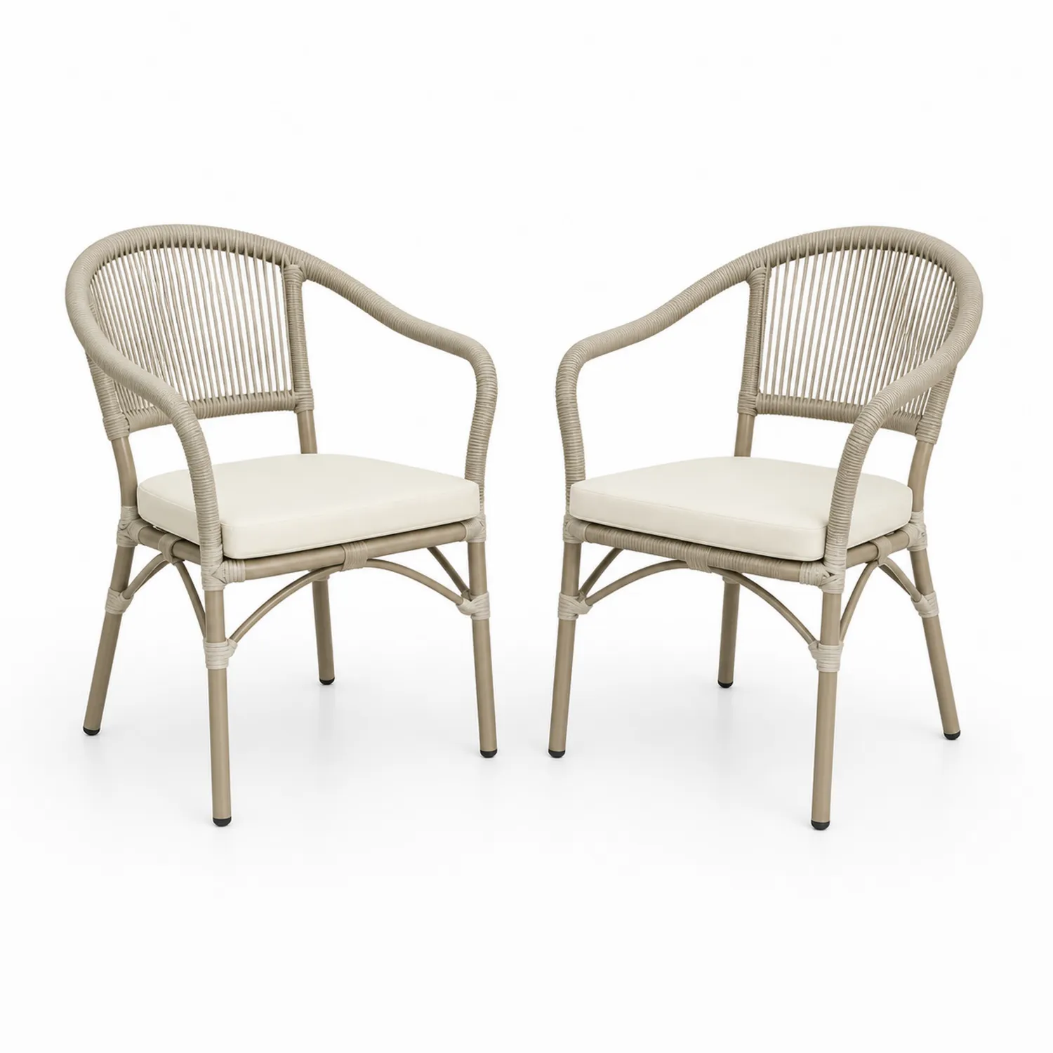 Set aus Aluminium und Polyrattan Stühle Beige-Lumriven