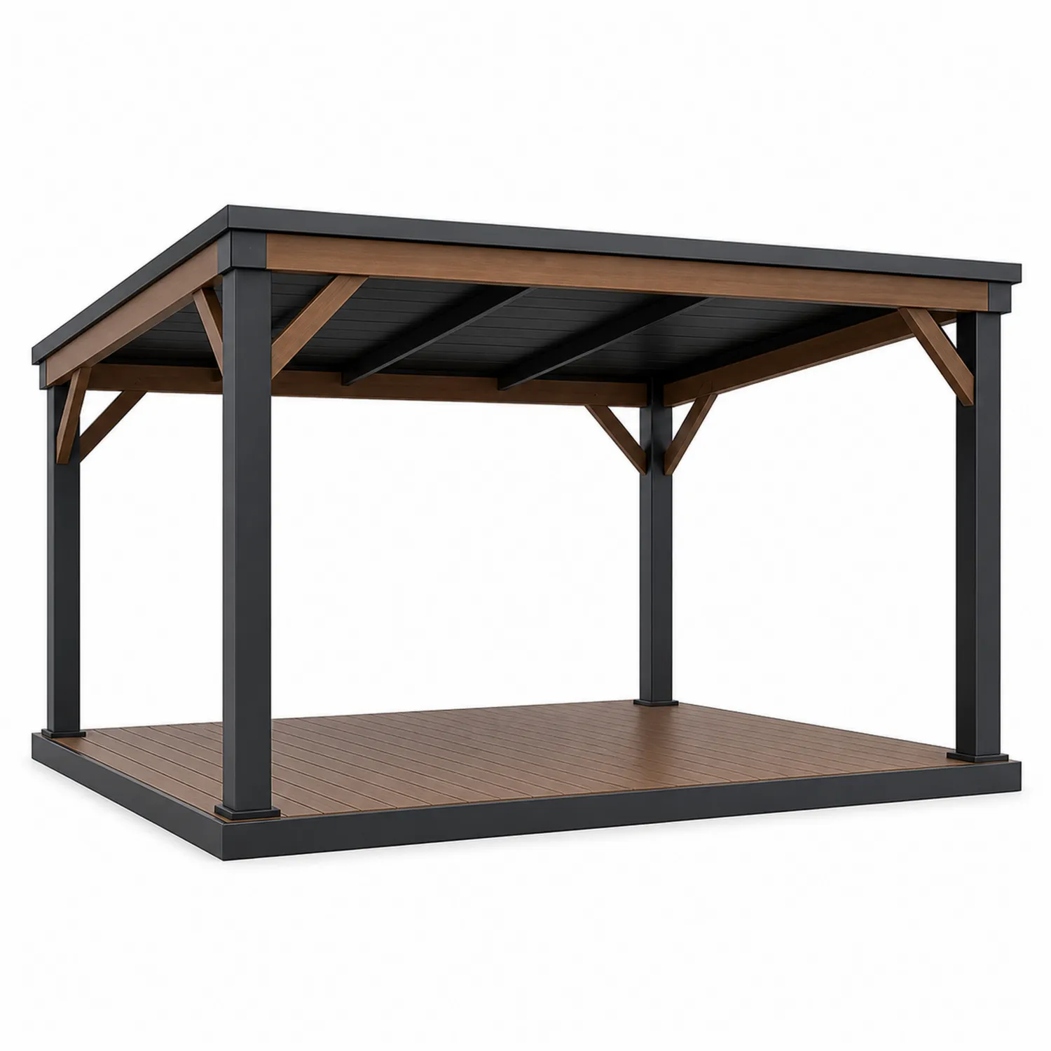 Pavillon 400x300 cm Aluminium Holzoptik-Lumriven