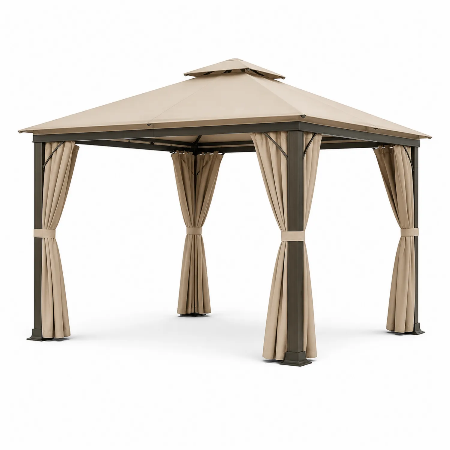 Pavillon Quadrat 3x3m Beige Polyesterdach mit Stahlrahmen-Lumriven